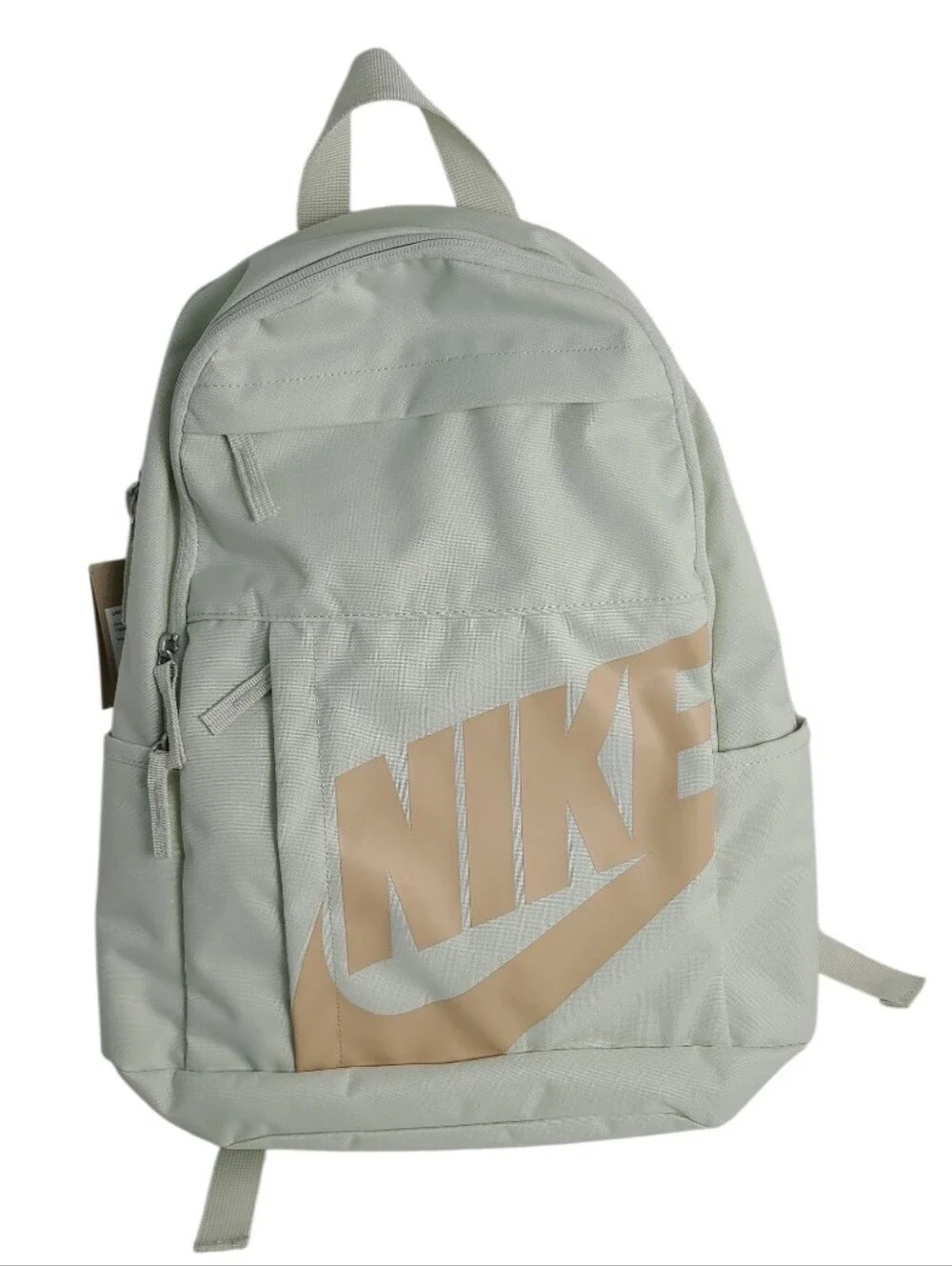 NWT NIKE Mulriple Zip Compartment Pockets Backpack Mint Green with Tan Pink Logo